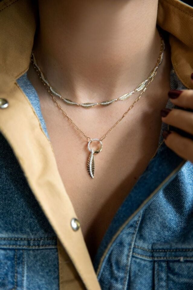 LEAVES NECKLACE Beyaz Altın