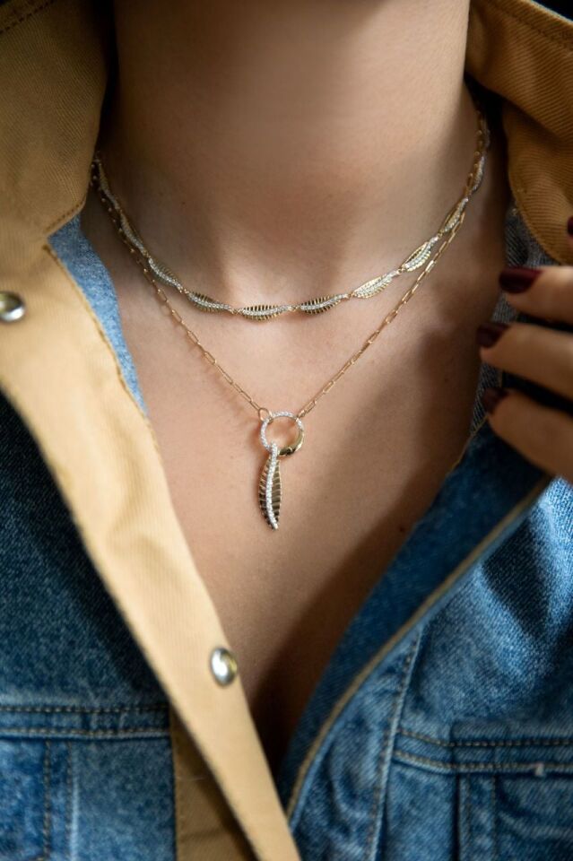 LEAVES NECKLACE Pembe Altın