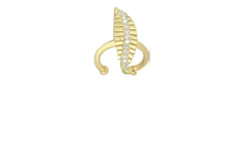 LEAF EAR CUFF Beyaz Altın