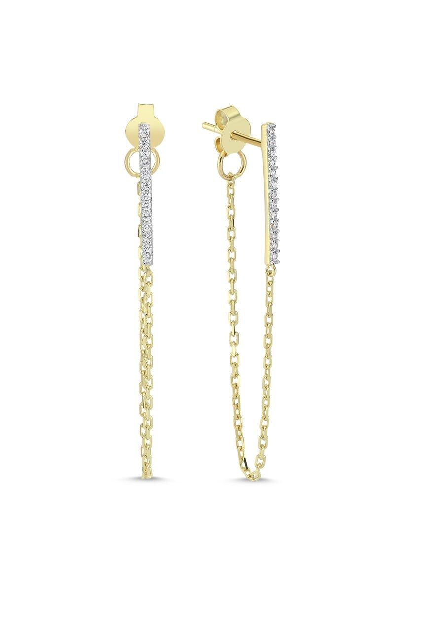 LINE EARRINGS Pembe Altın - Tek