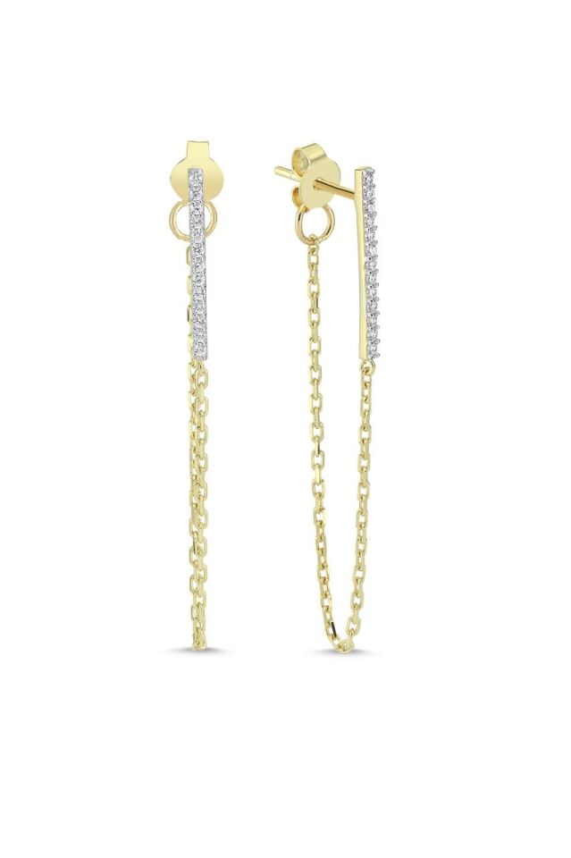 LINE EARRINGS Pembe Altın - Tek