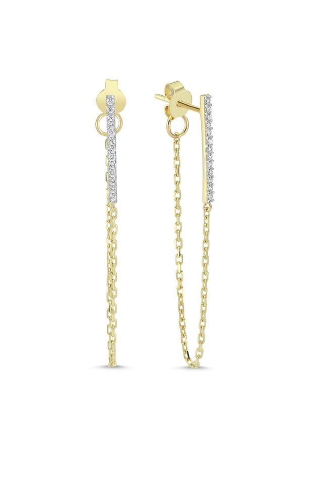 LINE EARRINGS Sarı Altın - Çift