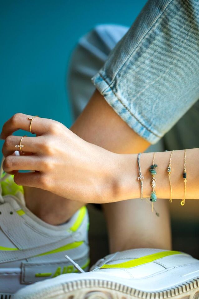 MINI BAGUETTE BRACELET Beyaz Altın - Citrine