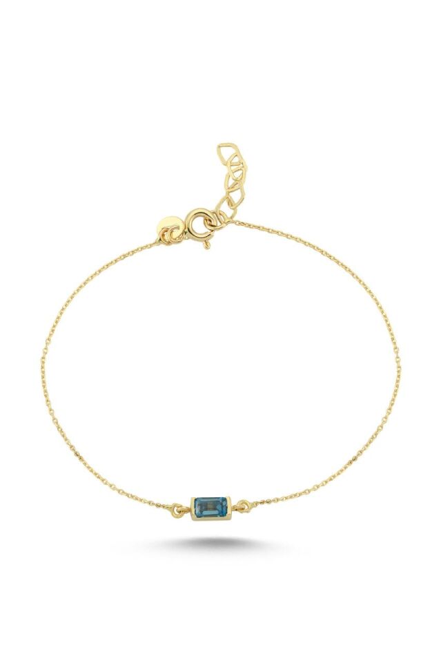 MINI BAGUETTE BRACELET Pembe Altın - London Blue Topaz