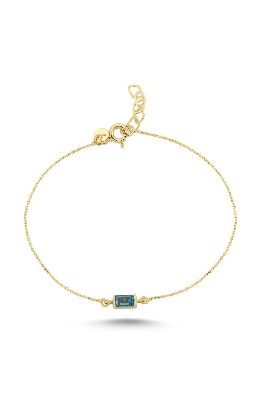MINI BAGUETTE BRACELET Sarı Altın - London Blue Topaz