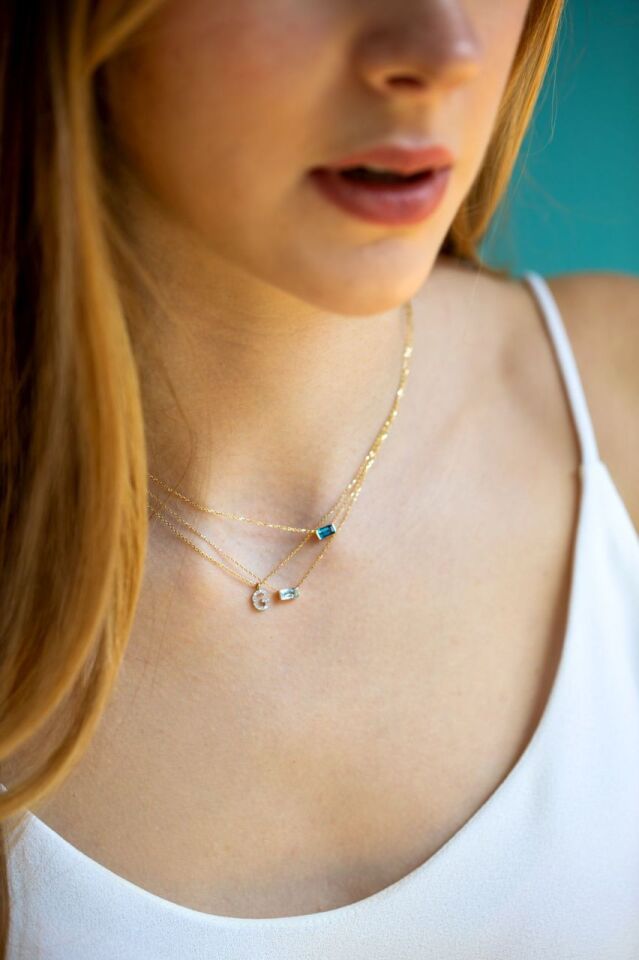 MINI INITIAL NECKLACE/ MINI HARF KOLYE Beyaz Altın - L