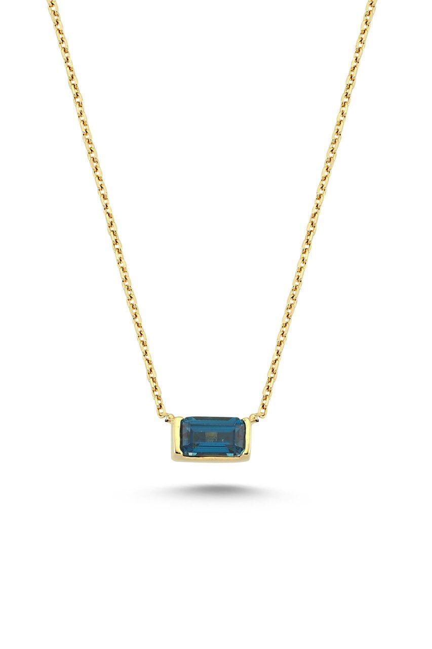 MINI BAGUETTE Beyaz Altın - London Blue Topaz
