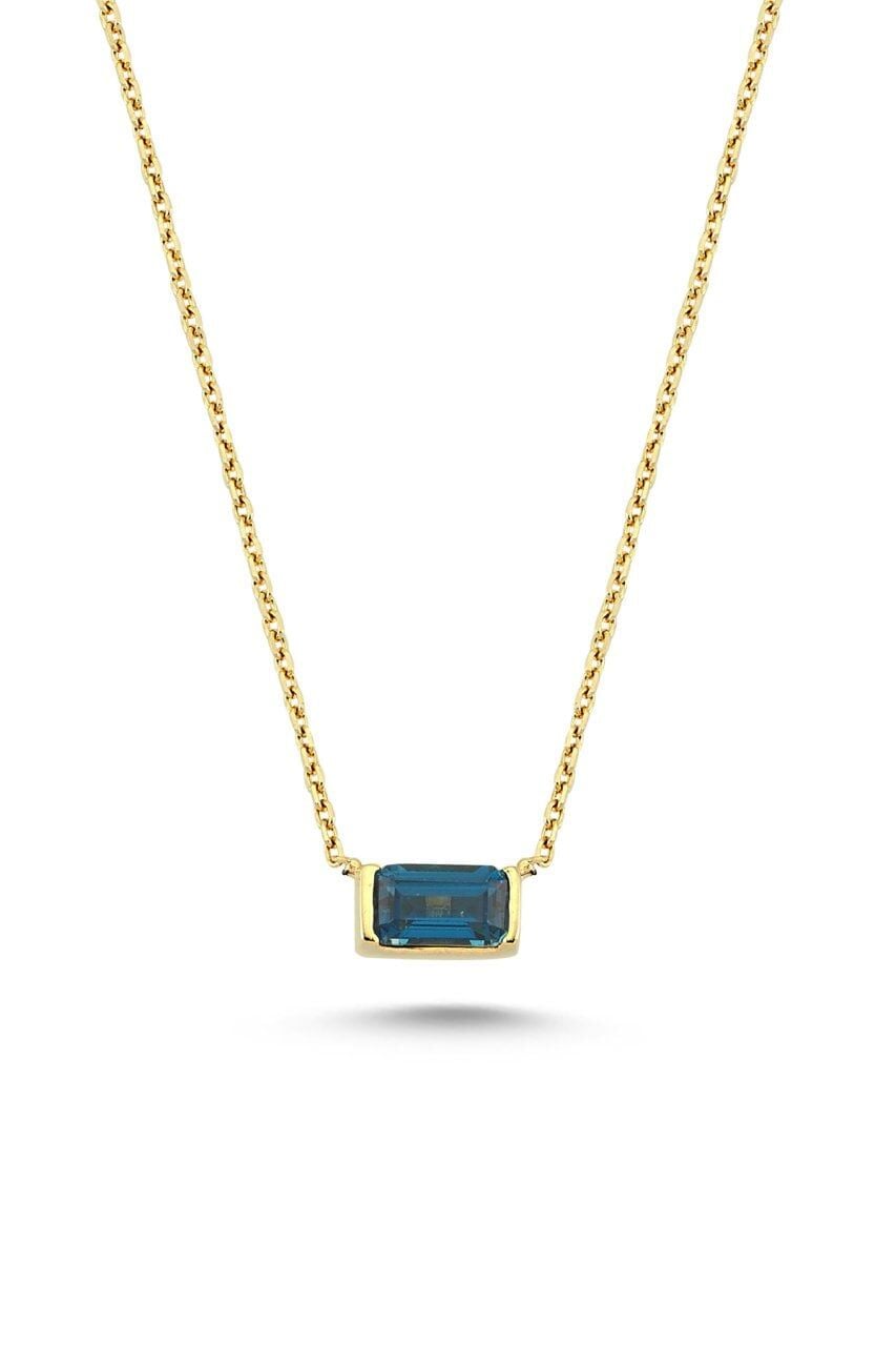 MINI BAGUETTE Sarı Altın - London Blue Topaz