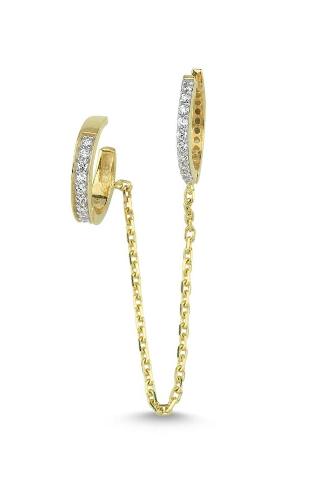 CHAIN EAR CUFF Pembe Altın