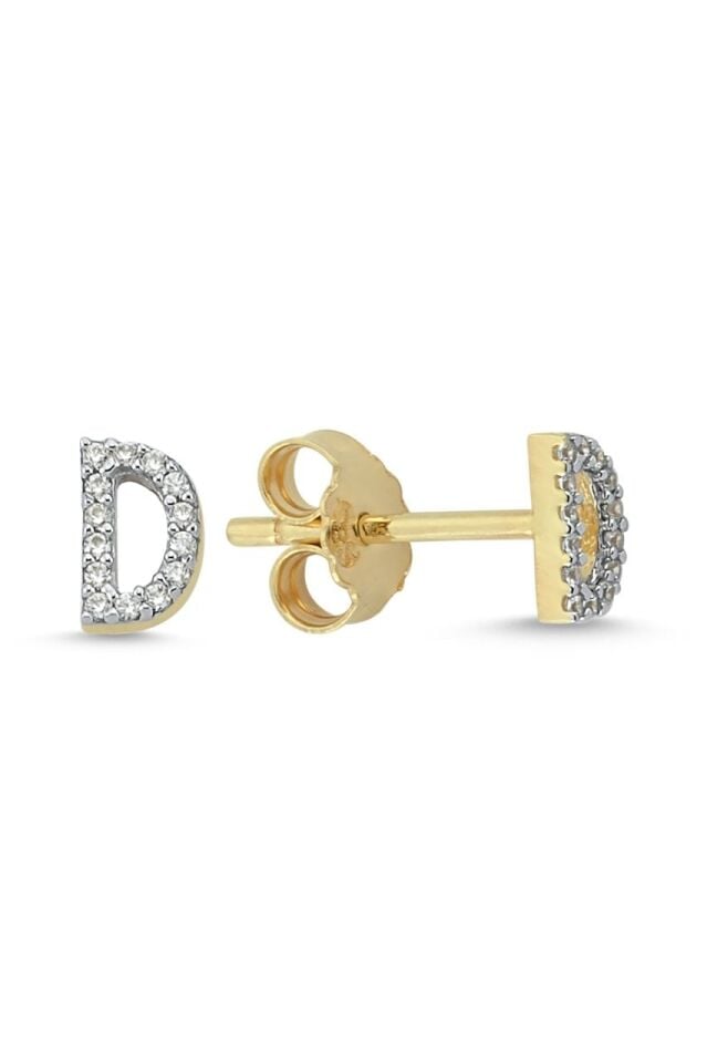 INITIAL EARRINGS/ HARF KÜPE Sarı Altın - Çift - Ş