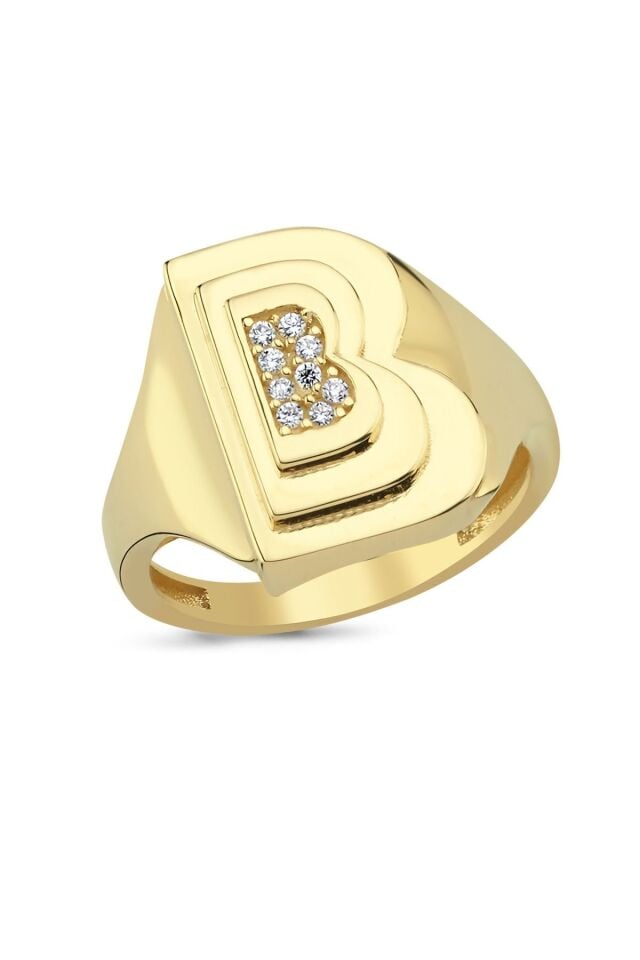 NEW INITIAL RING Sarı Altın - T - 8