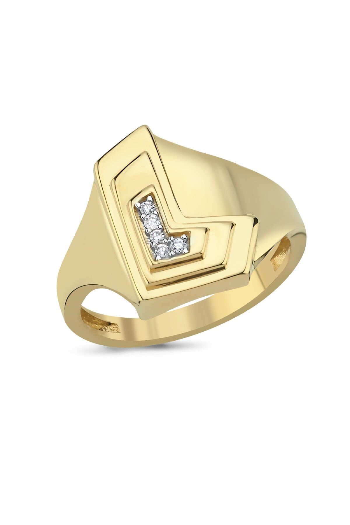 NEW INITIAL RING Pembe Altın - L - 8
