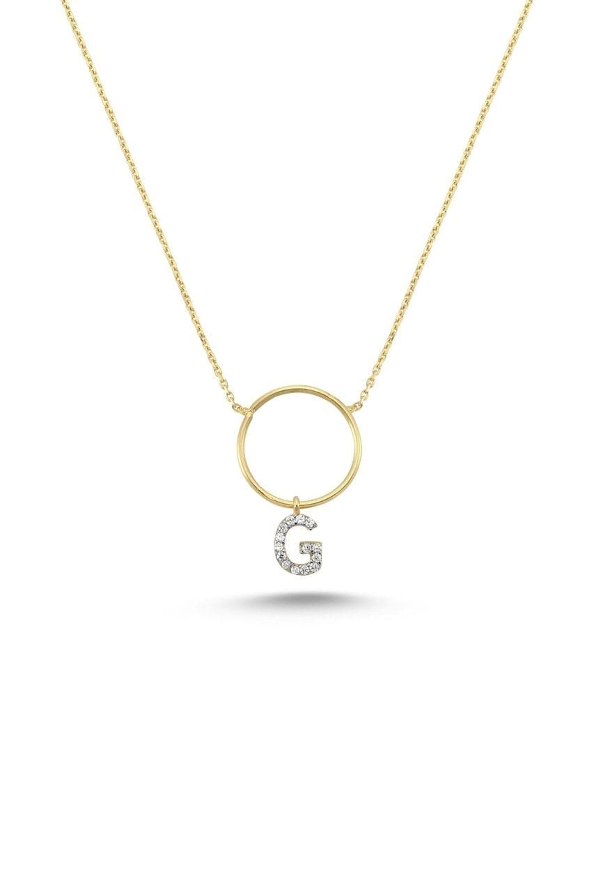INITIAL NECKLACE/ HARF KOLYE Pembe Altın - D
